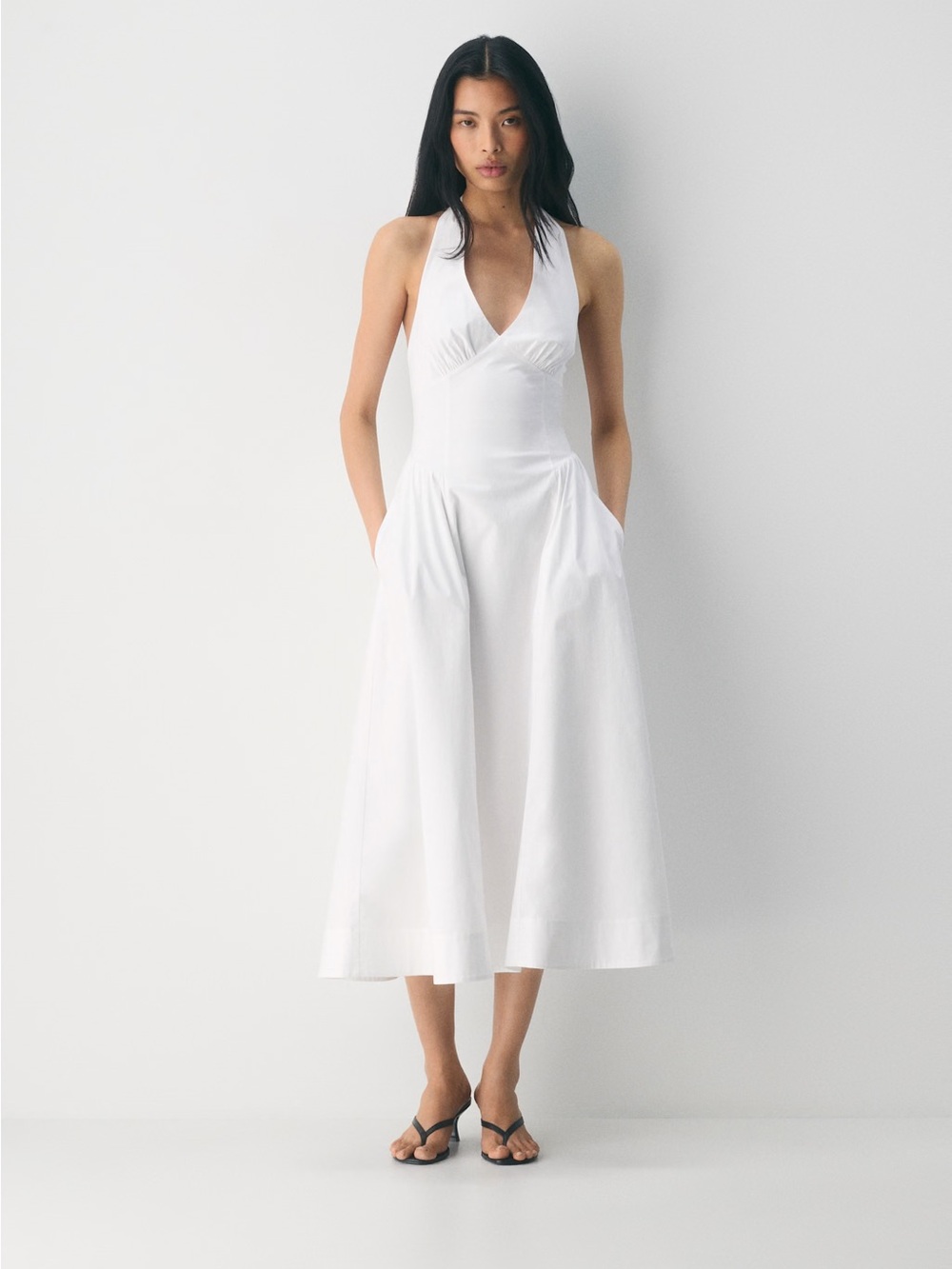 Aritzia Linden Poplin Halter Dress Size 8 NWT